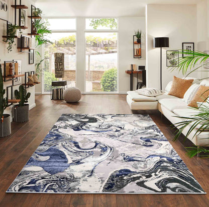 Emperor Metallic Abstract Rug - Solarius