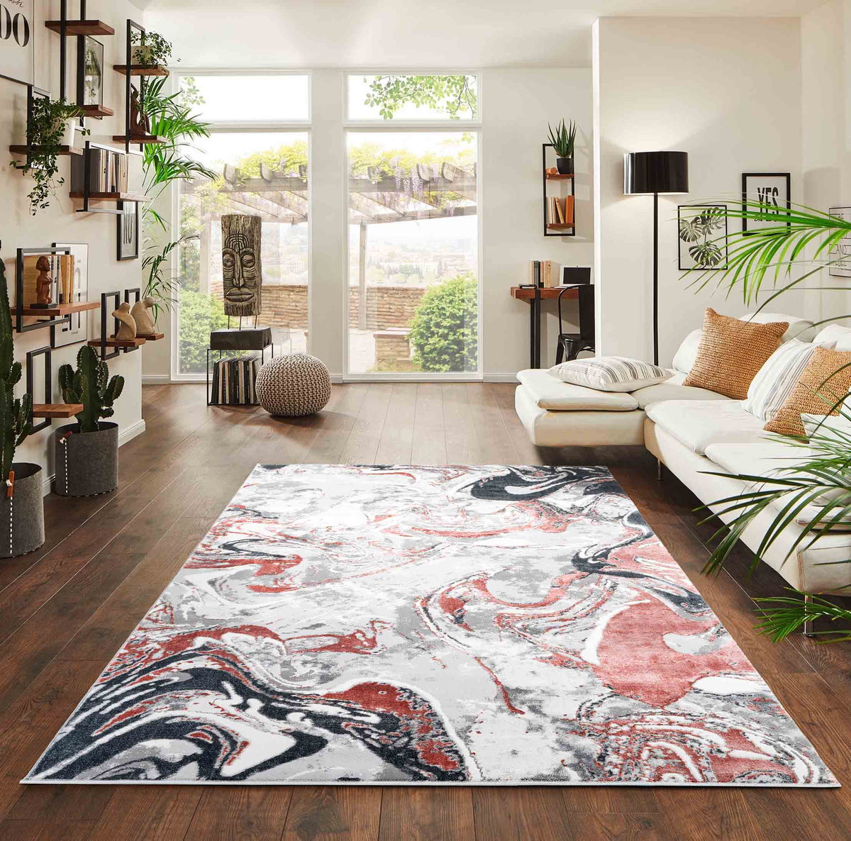 Emperor Metallic Abstract Rug - Solarius