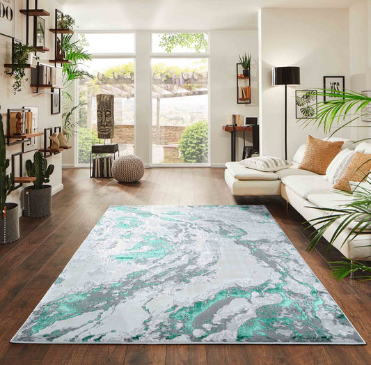 Emperor Metallic Abstract Rug - Picasso