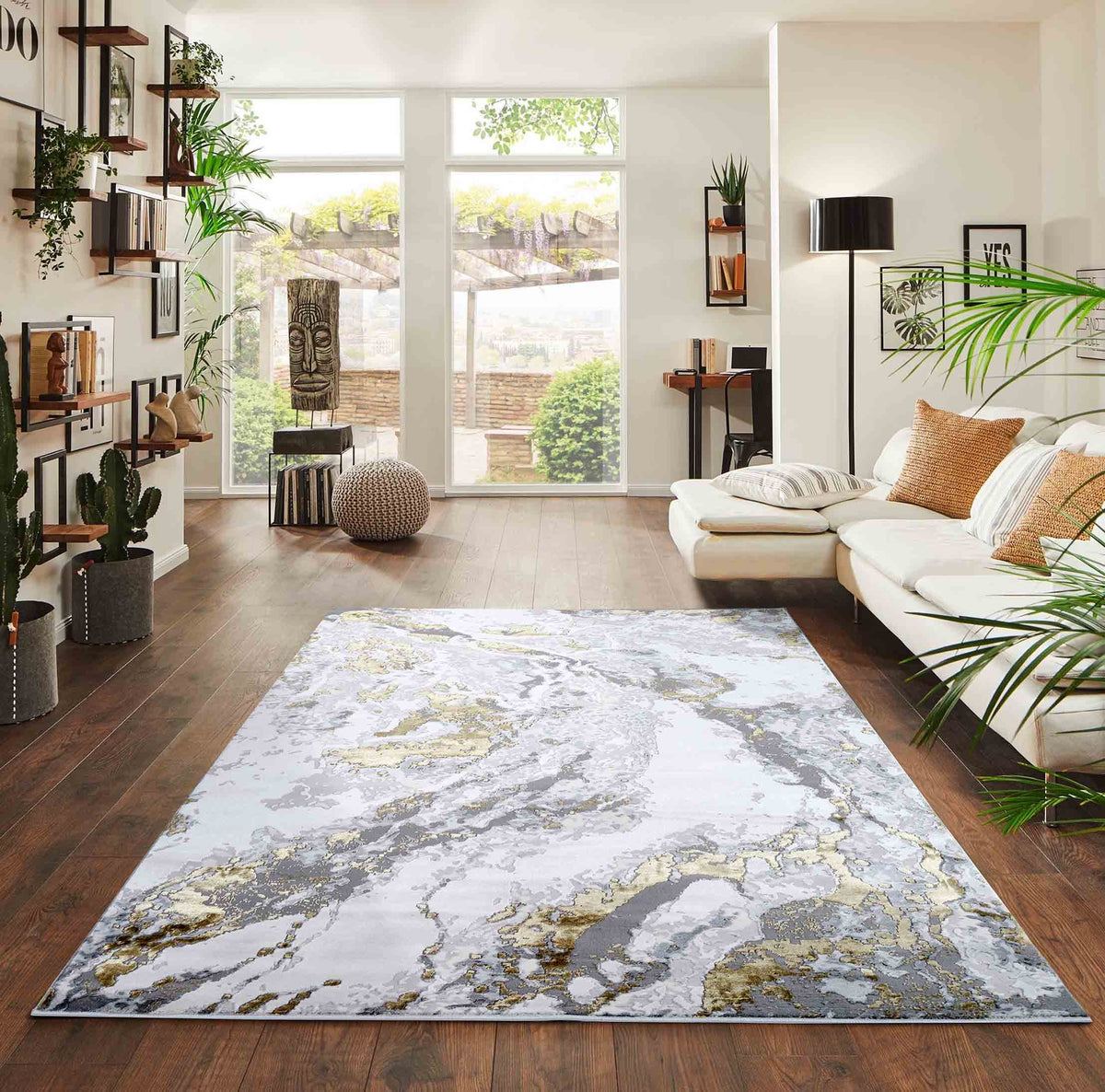 Emperor Metallic Abstract Rug - Picasso