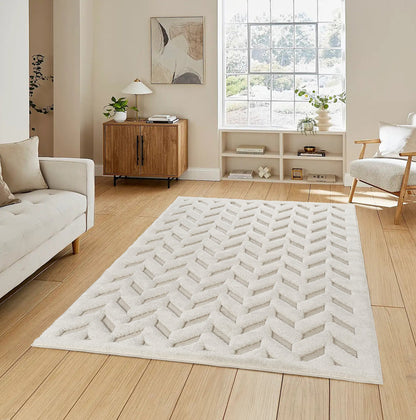 Freya Embossed Geometric Rug - Herringbone