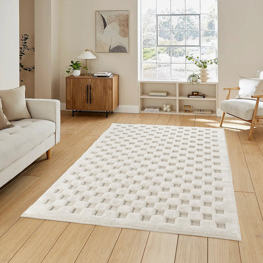 Freya Embossed Geometric Rug - Square