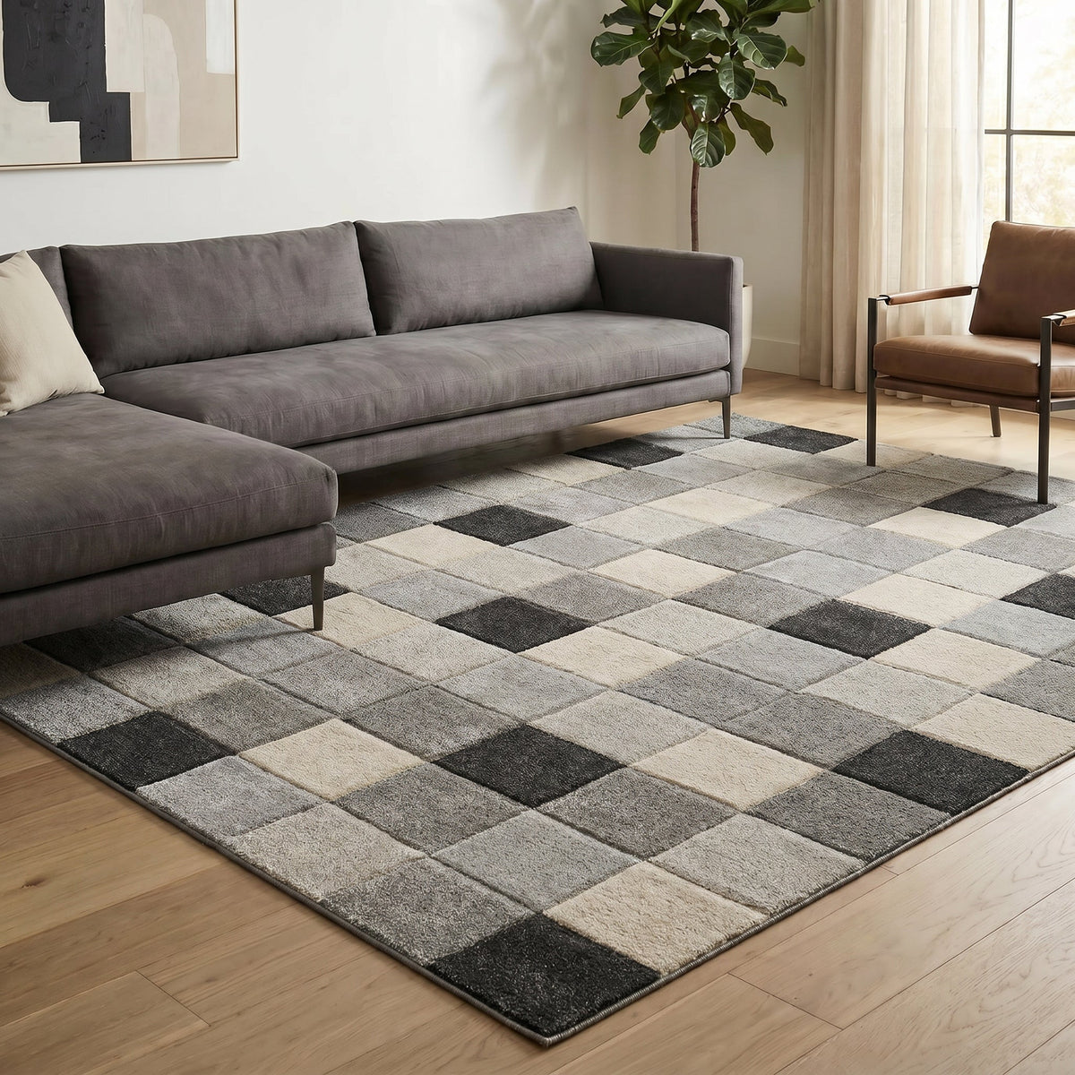 Santiago Carved Abstract Rug - Grid