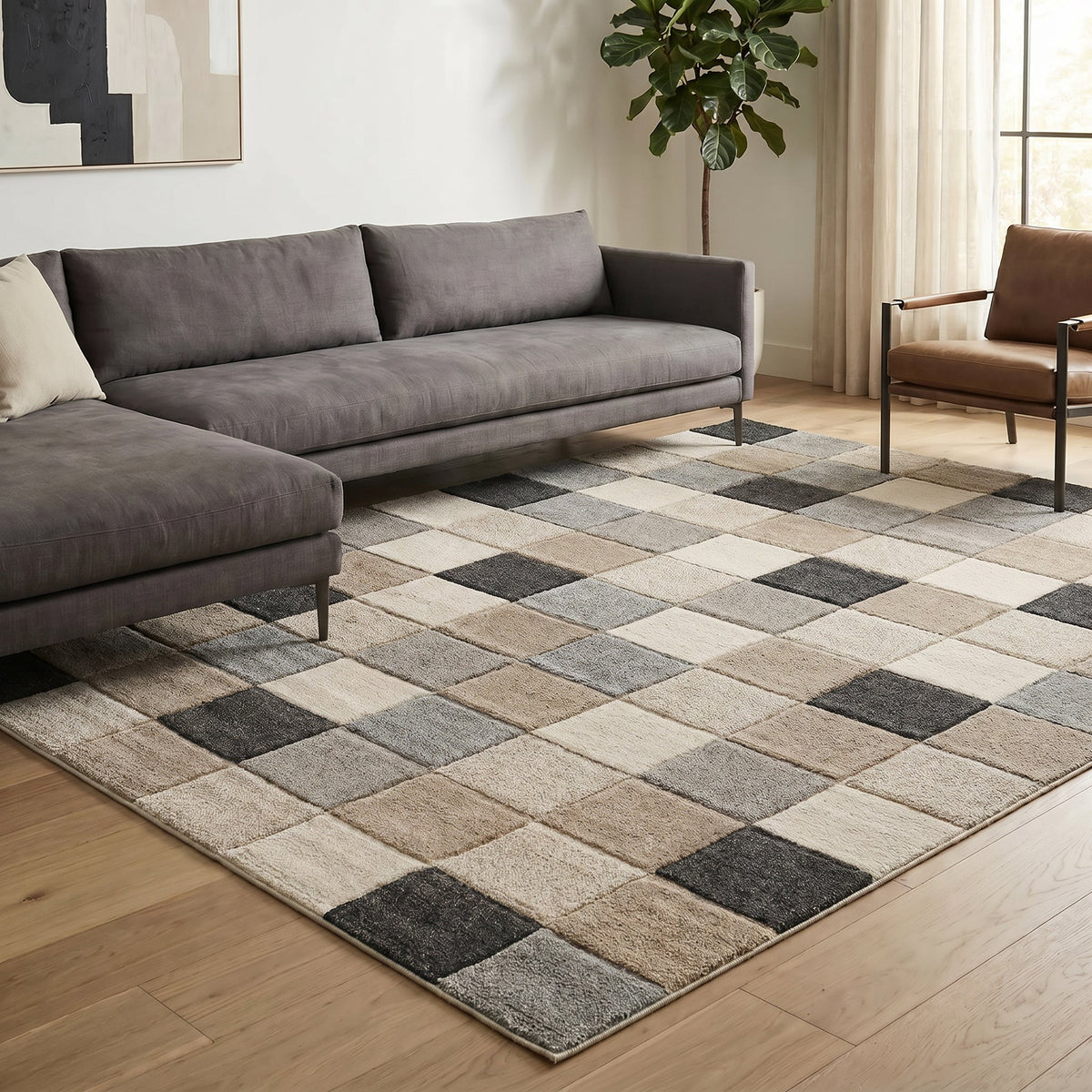 Santiago Carved Abstract Rug - Grid