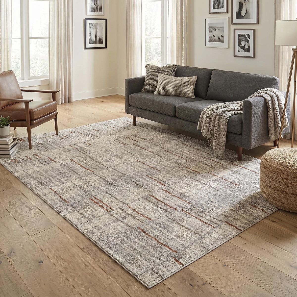 Rhodes Neutral Geometric Rug - Hatch
