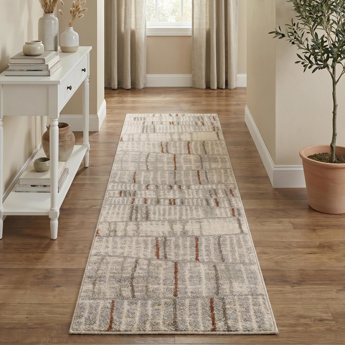 Rhodes Neutral Geometric Rug - Hatch