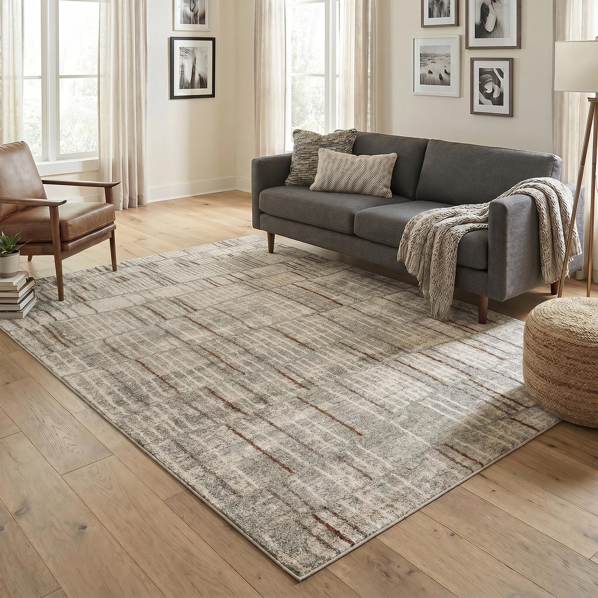 Rhodes Neutral Geometric Rug - Hatch
