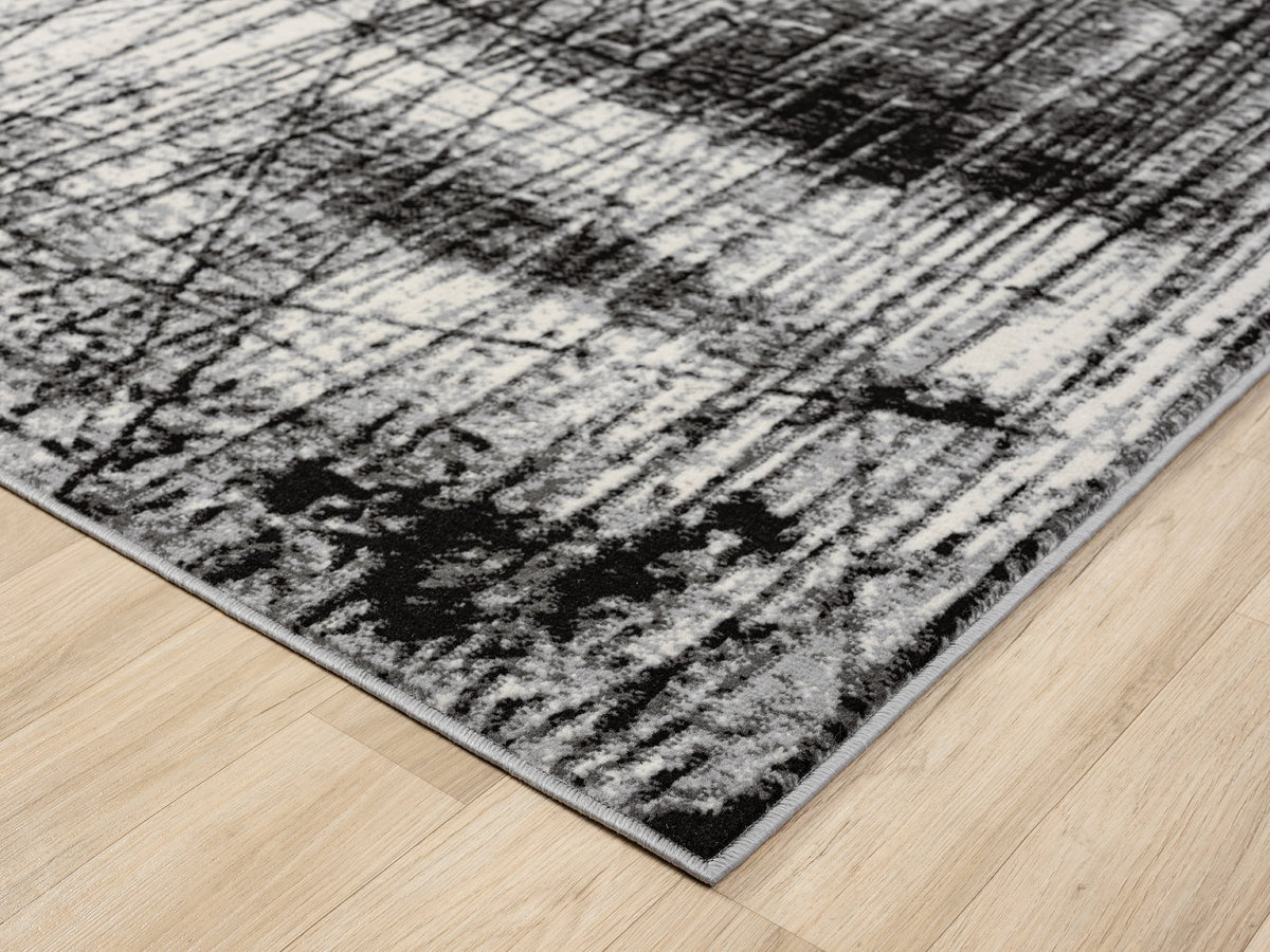 Obsidian Monochrome Rug - Oblique