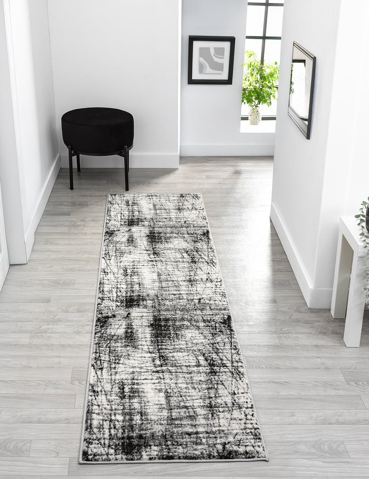 Obsidian Monochrome Rug - Oblique