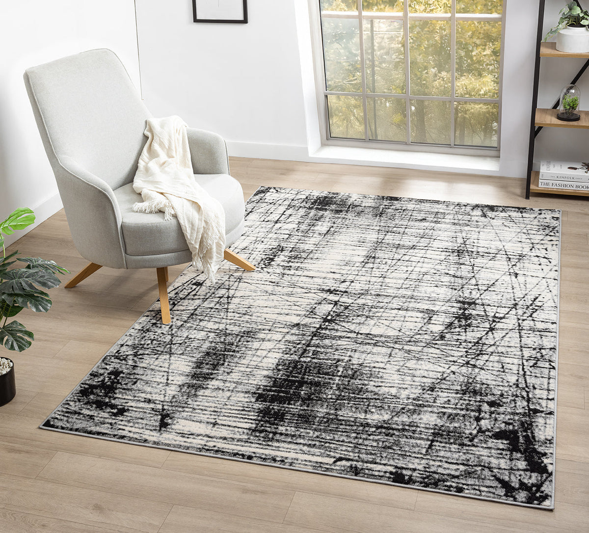 Obsidian Monochrome Rug - Oblique