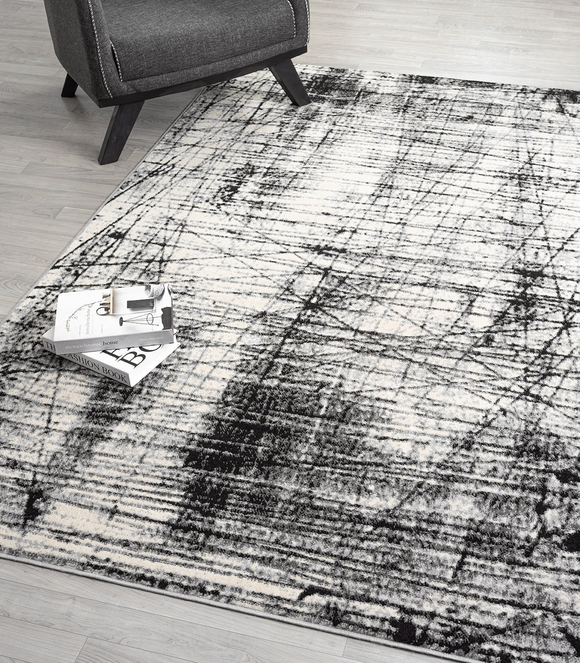 Obsidian Monochrome Rug - Oblique