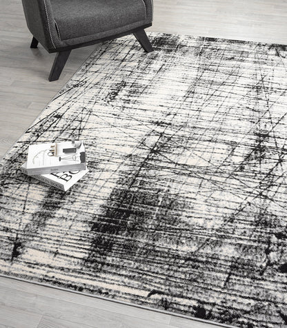 Obsidian Monochrome Rug - Oblique