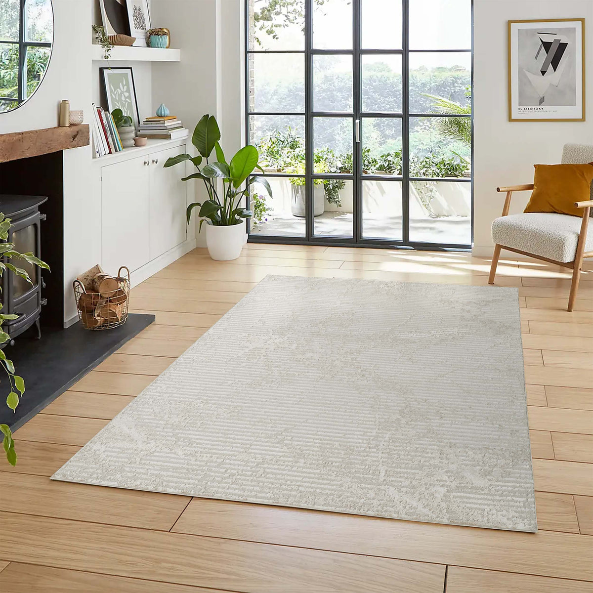 Perla Metallic Abstract Rug - Molten