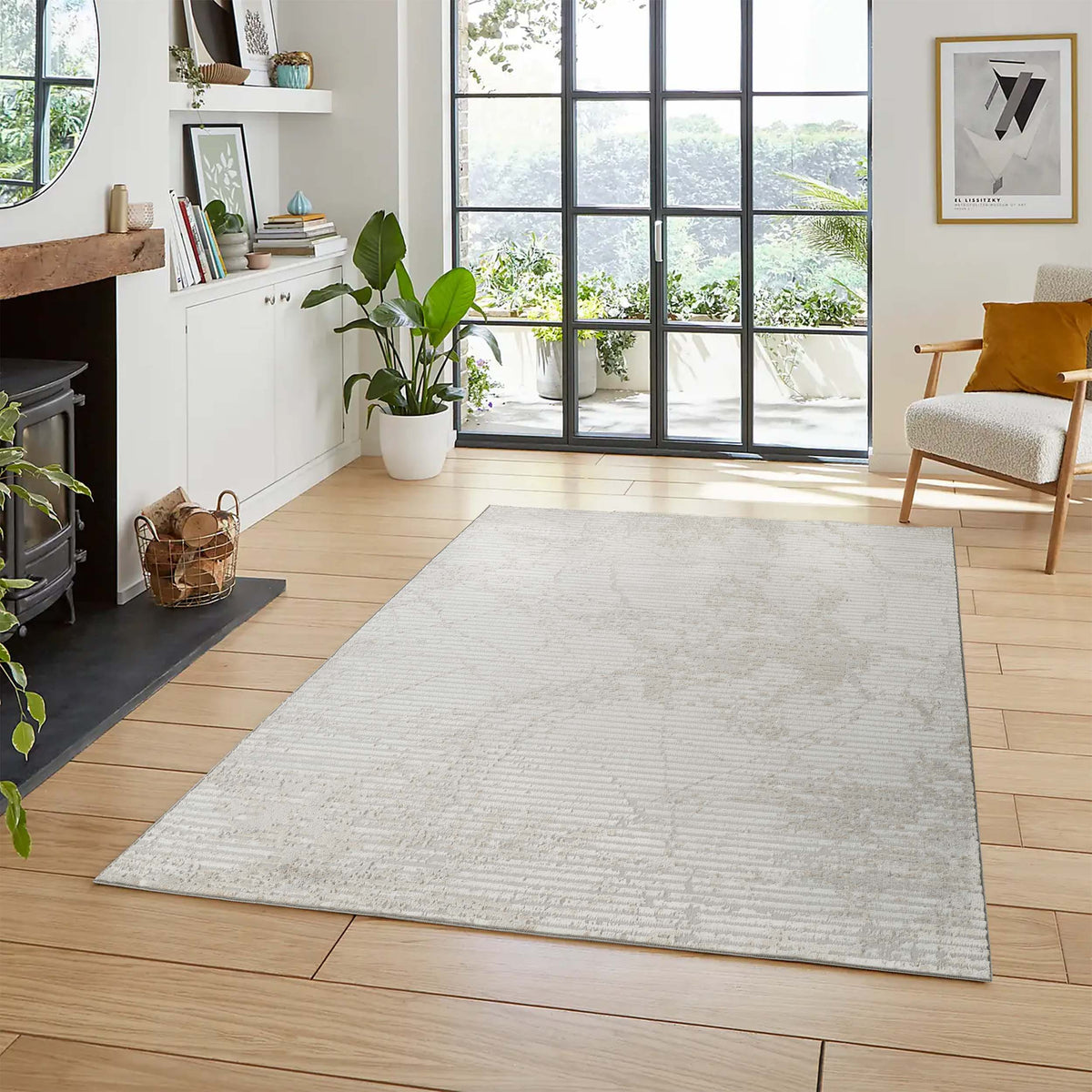 Perla Metallic Abstract Rug - Molten