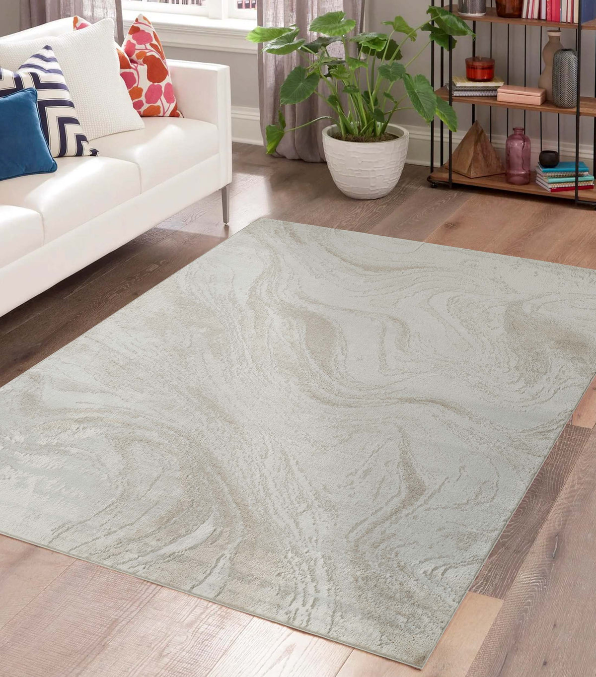Perla Metallic Abstract Rug - Resin