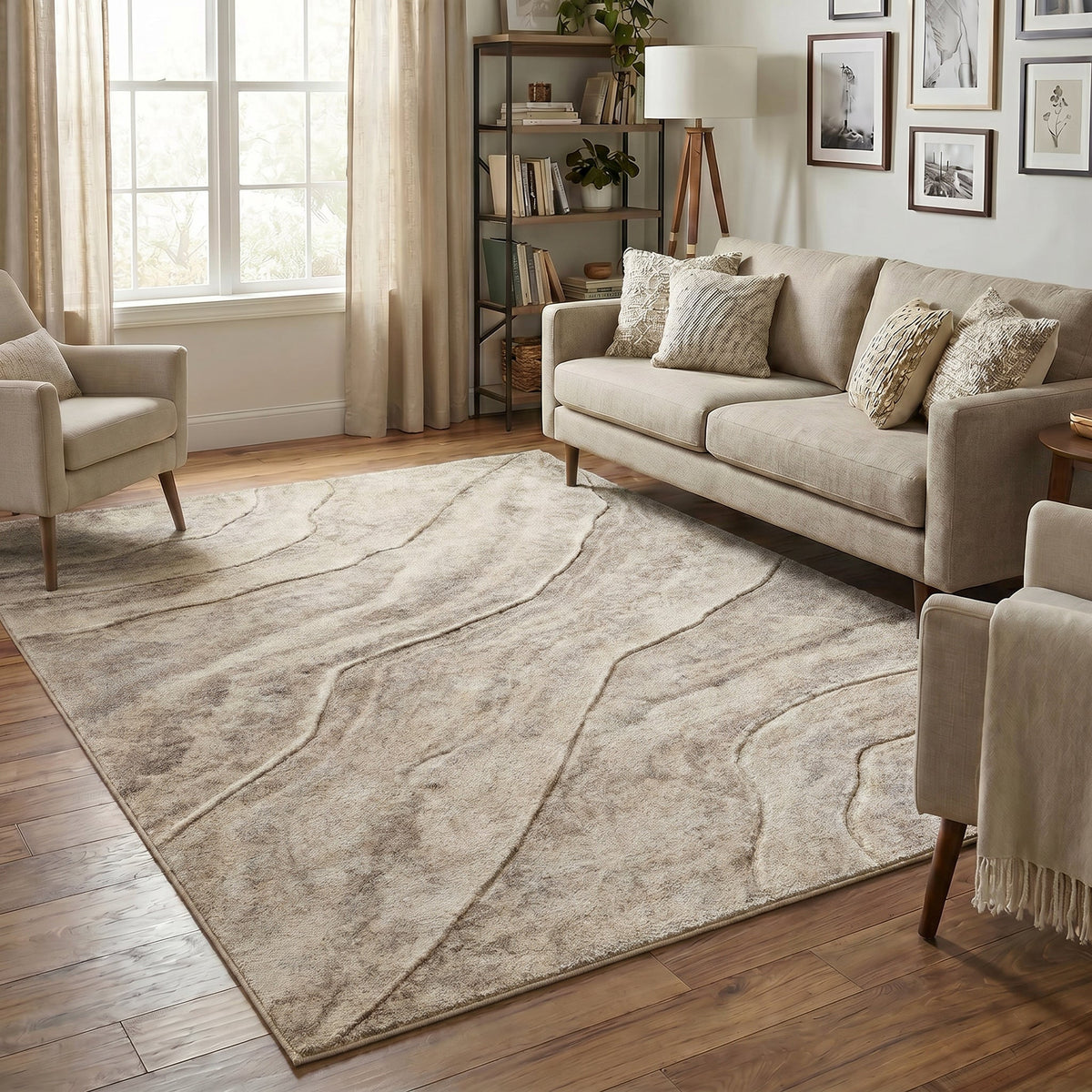 Santiago Carved Abstract Rug - Quarry