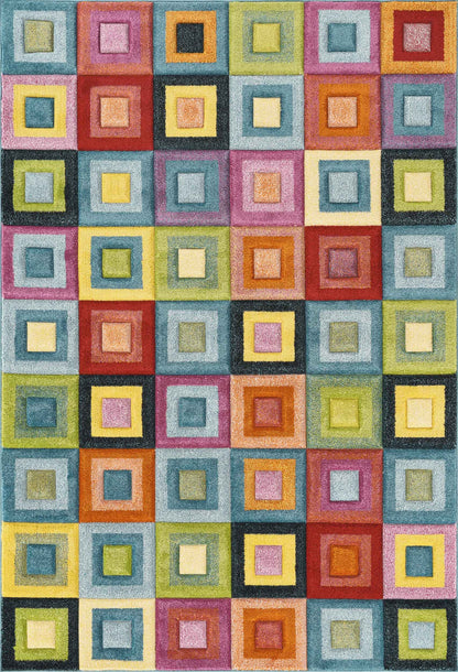 Rainbow Carved Rug - Block