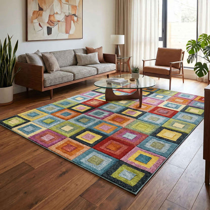 Rainbow Carved Rug - Block