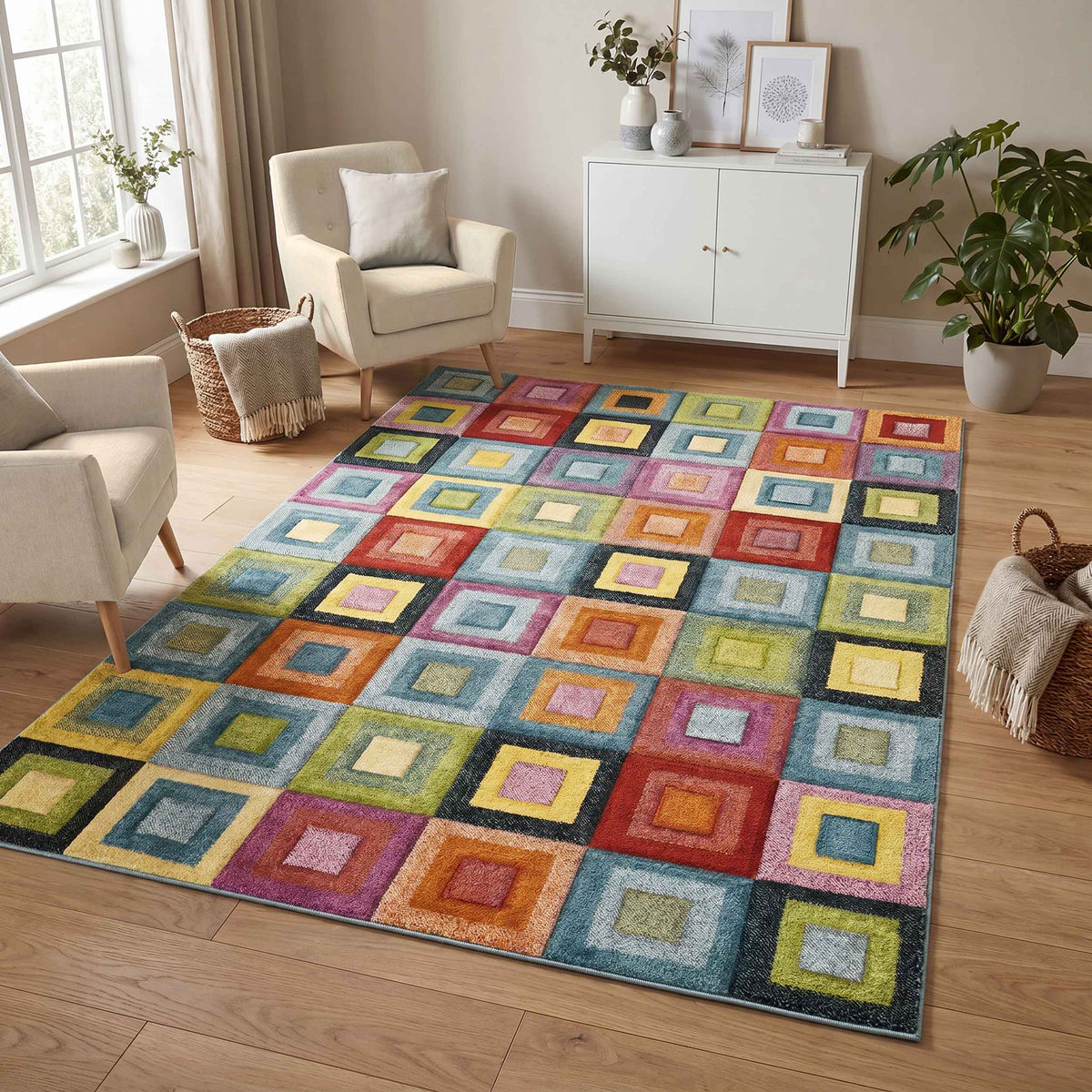 Rainbow Carved Rug - Block