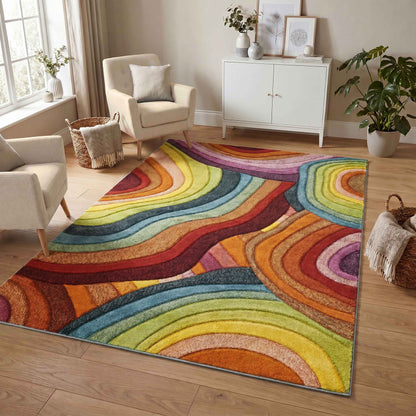 Rainbow Carved Rug - Loop