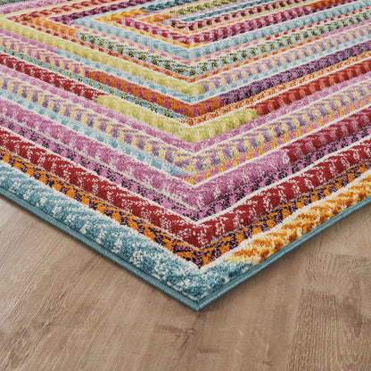 Rainbow Carved Rug - Braided