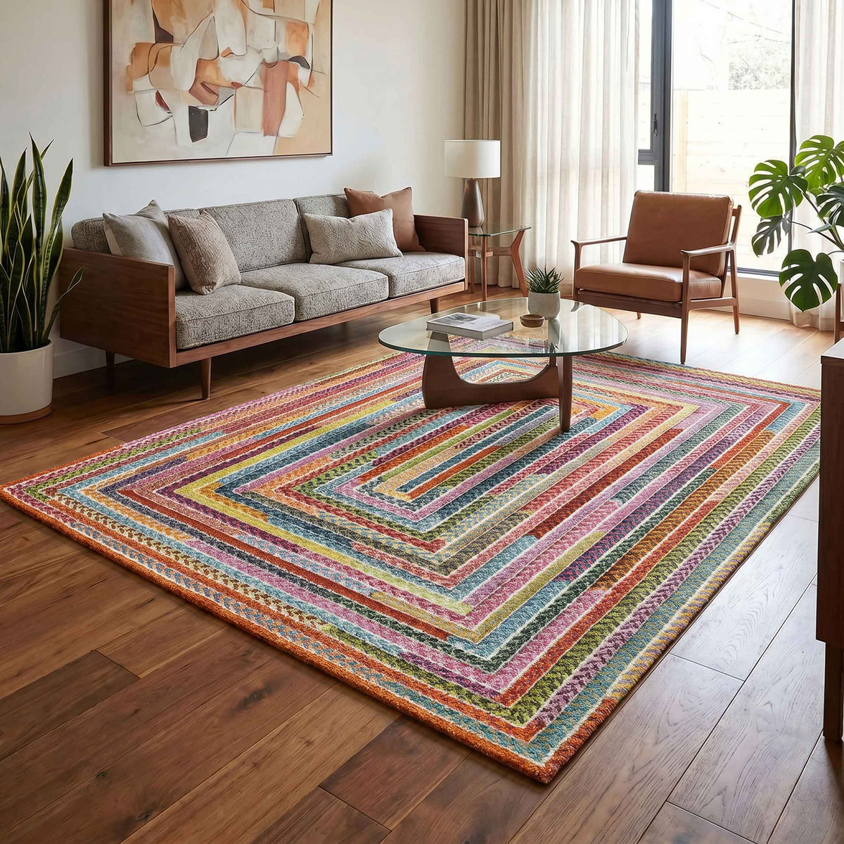 Rainbow Carved Rug - Braided