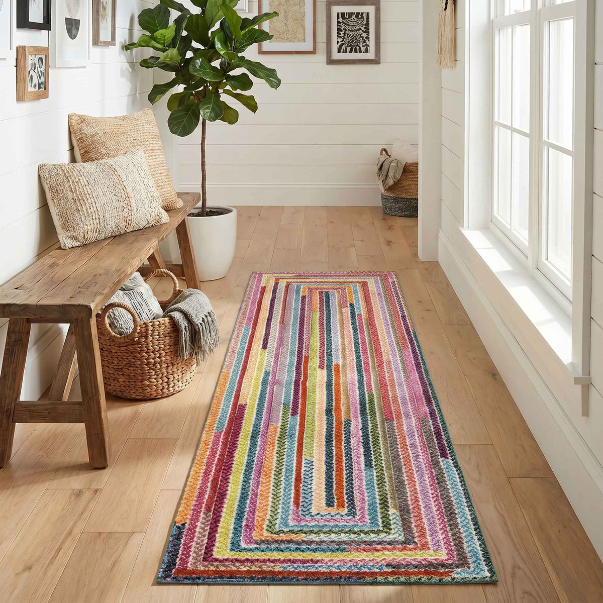 Rainbow Carved Rug - Braided