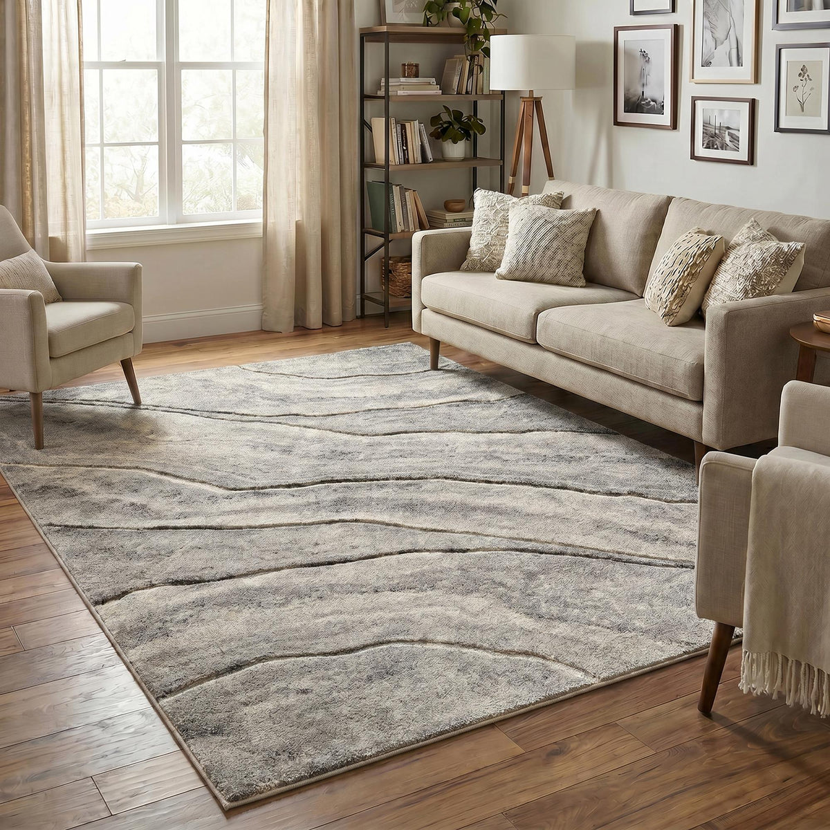Santiago Carved Abstract Rug - Quarry
