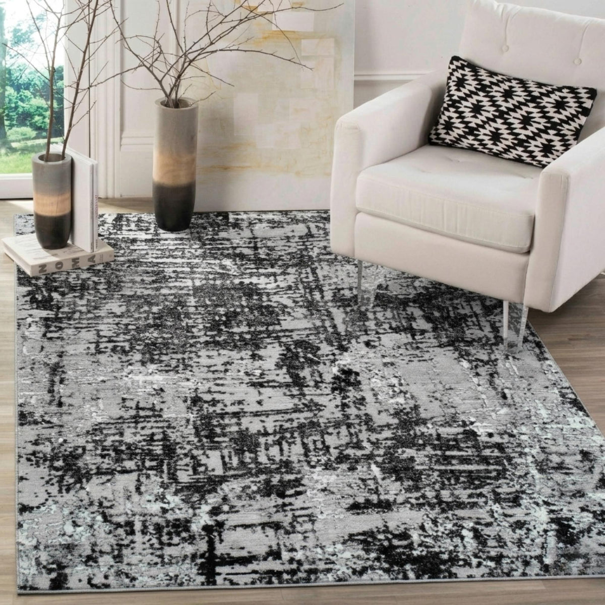 Serenity Metallic Abstract Rug - Lines