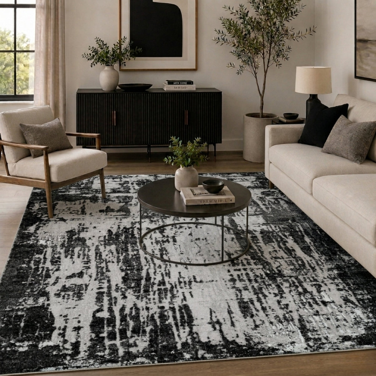 Serenity Metallic Abstract Rug - Abrasion