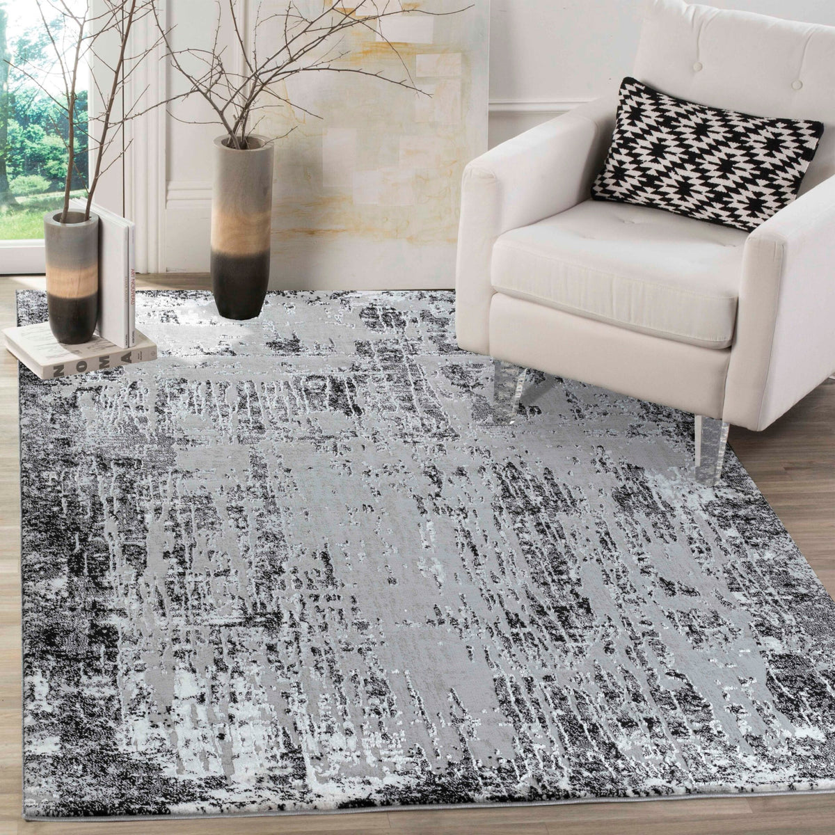 Serenity Metallic Abstract Rug - Abrasion