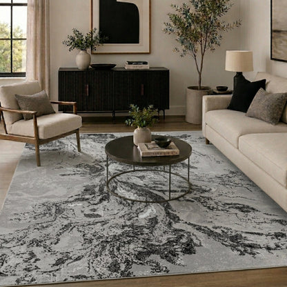 Serenity Metallic Abstract Rug - Water Flow