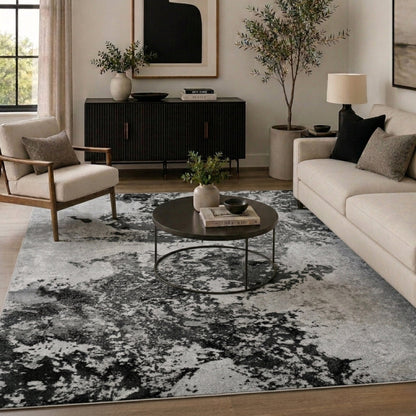Serenity Metallic Abstract Rug - Sprayed