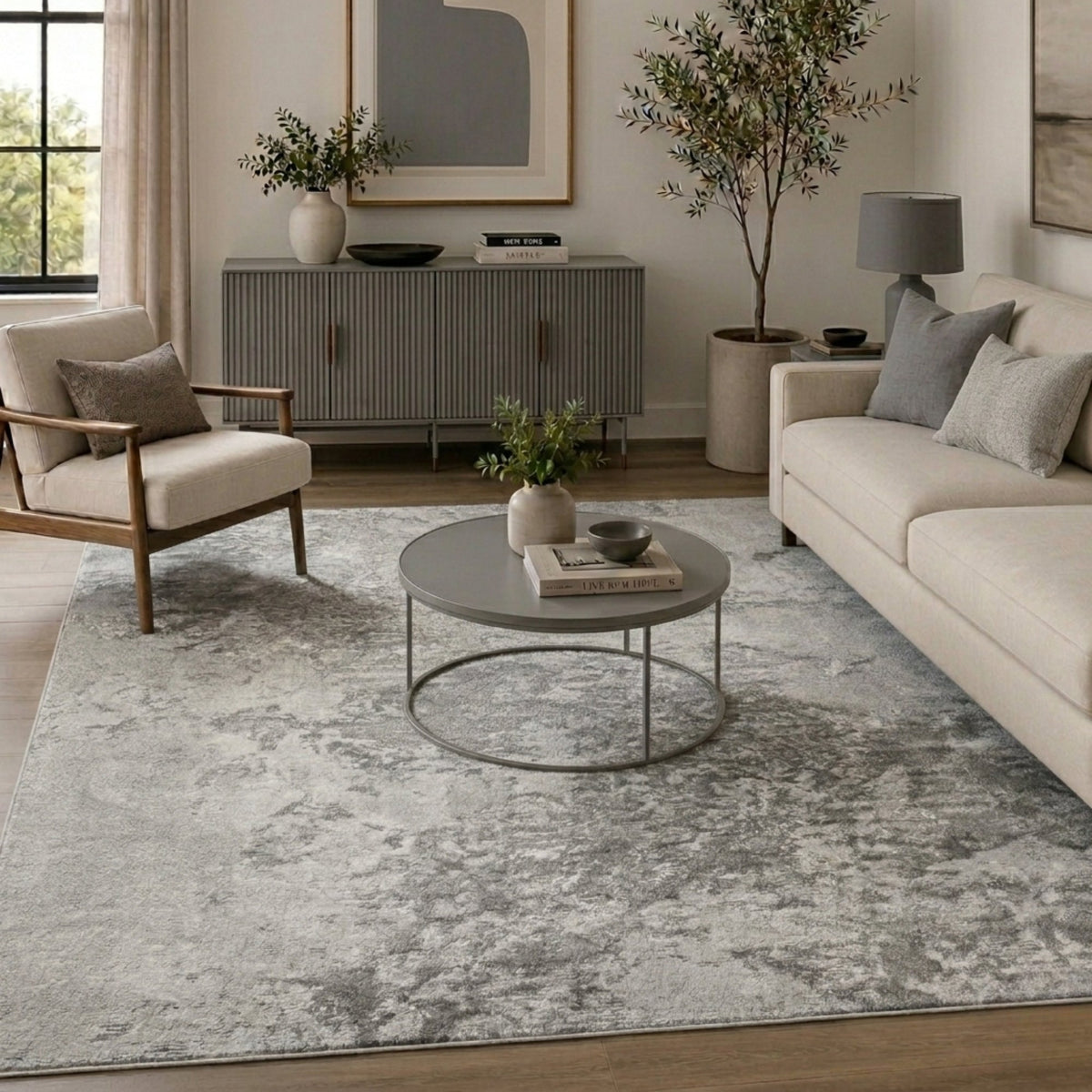 Serenity Metallic Abstract Rug - Sprayed