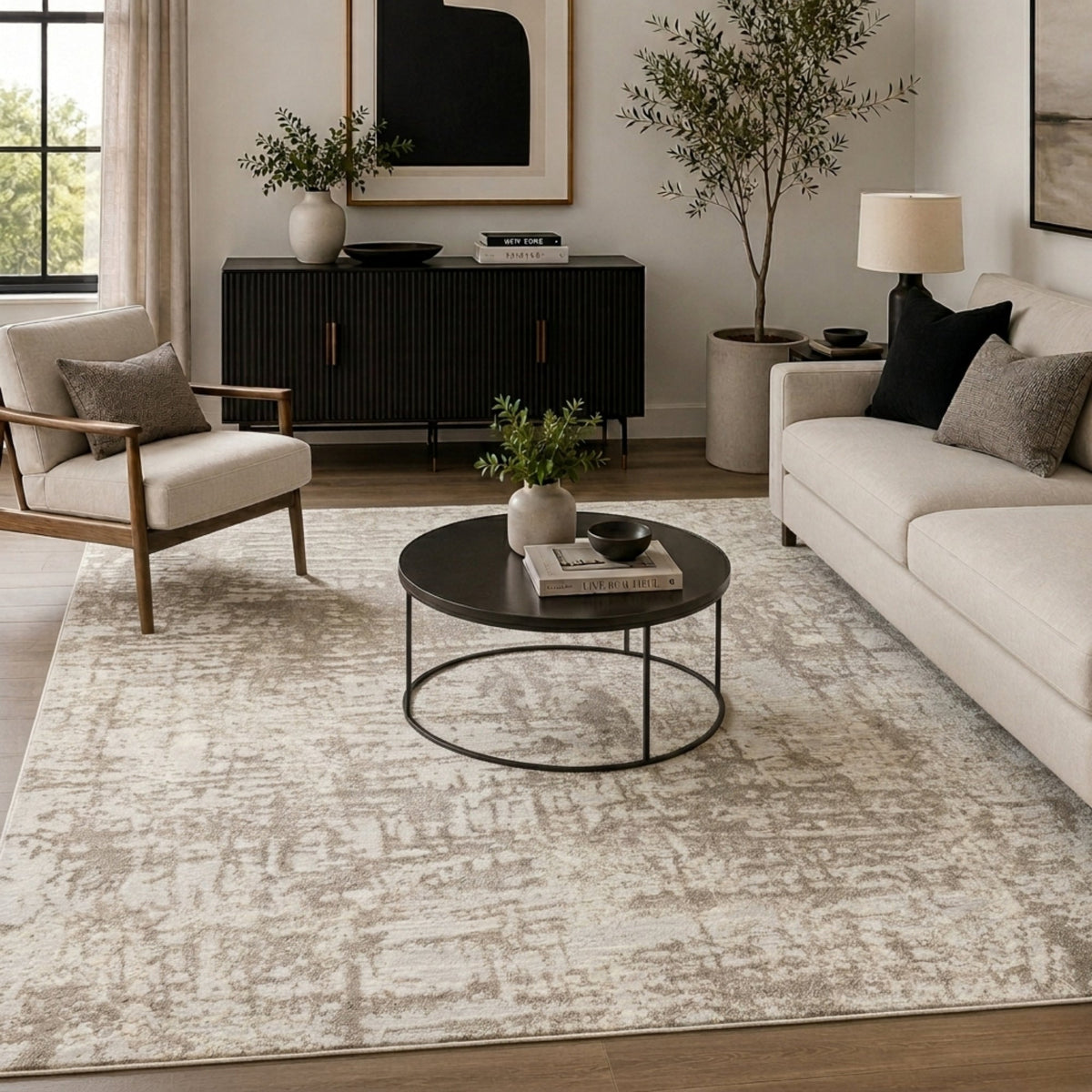 Serenity Metallic Abstract Rug - Lines