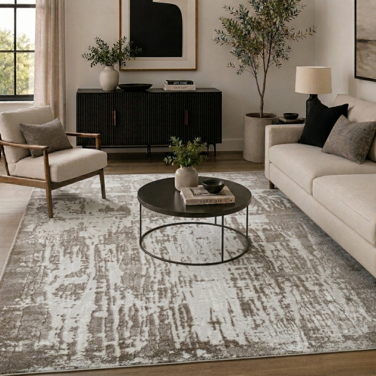 Serenity Metallic Abstract Rug - Abrasion