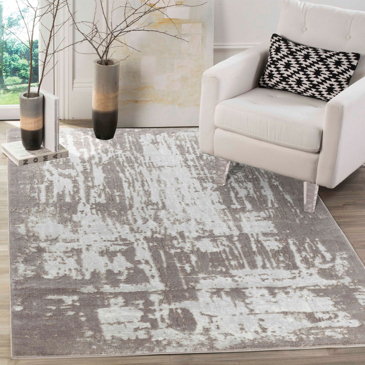 Serenity Metallic Abstract Rug - Abrasion