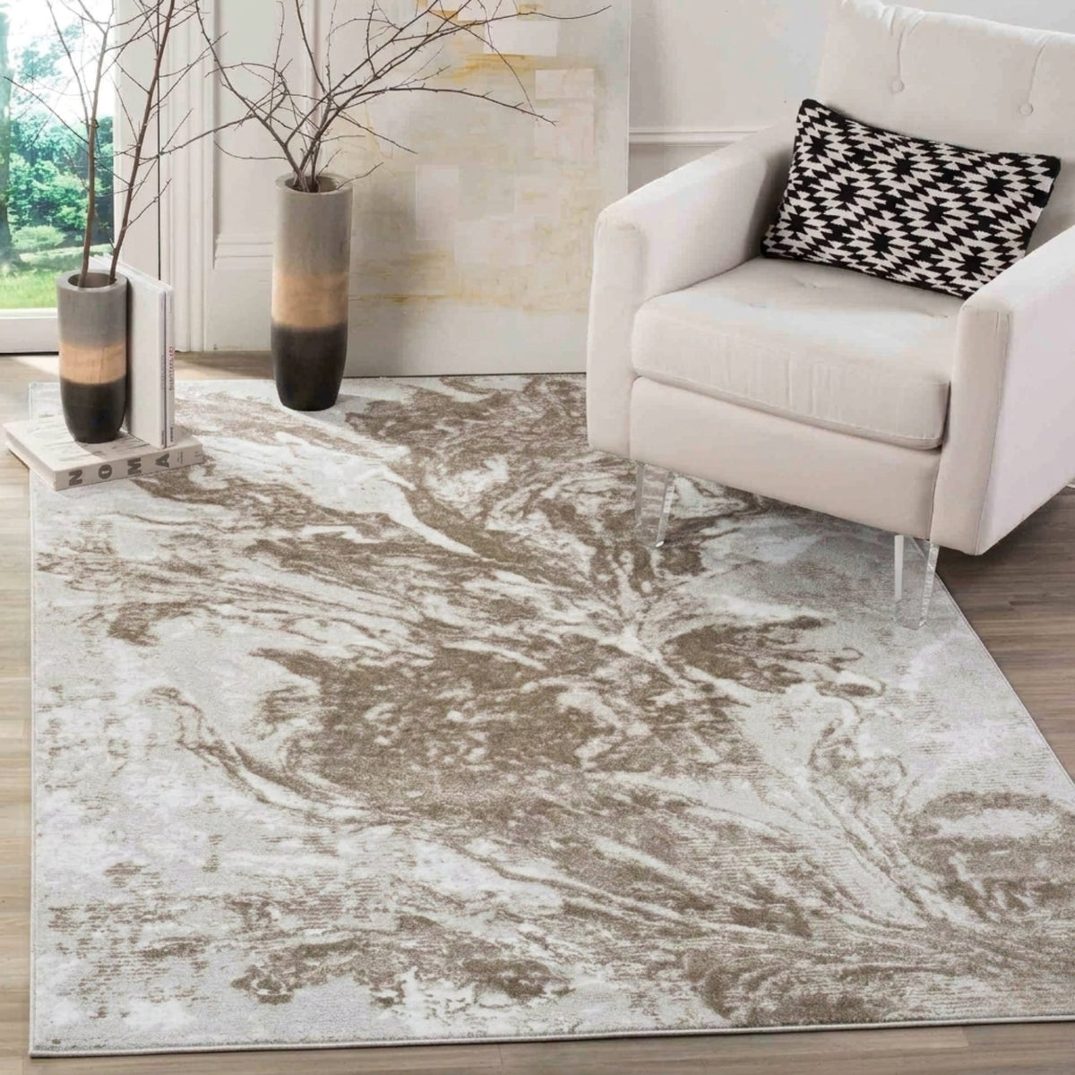 Serenity Metallic Abstract Rug - Water Flow