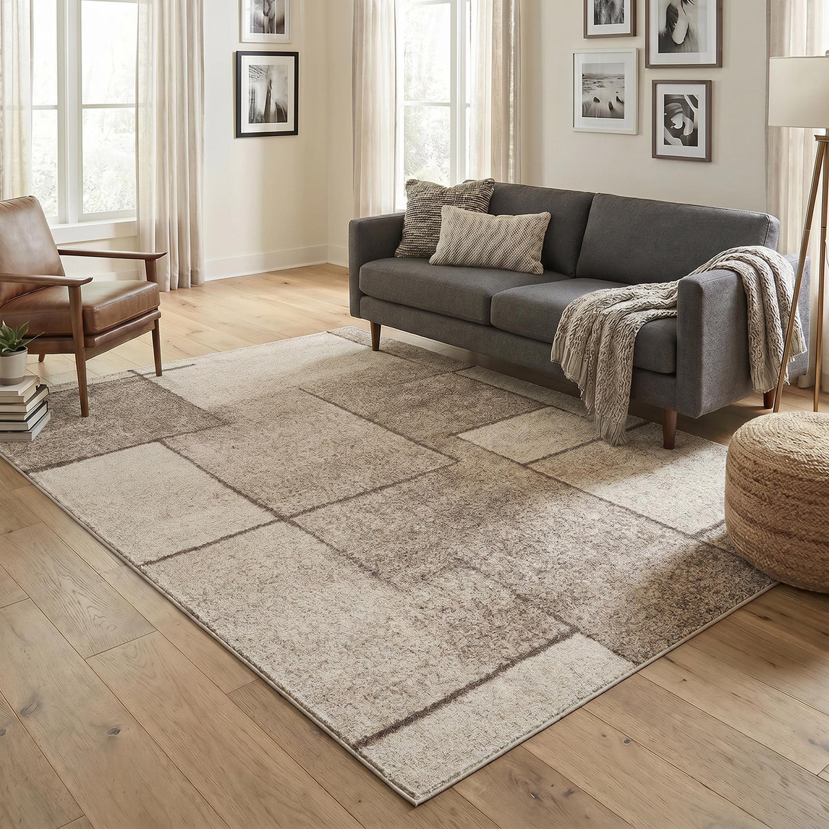 Rhodes Neutral Geometric Rug - Sketch