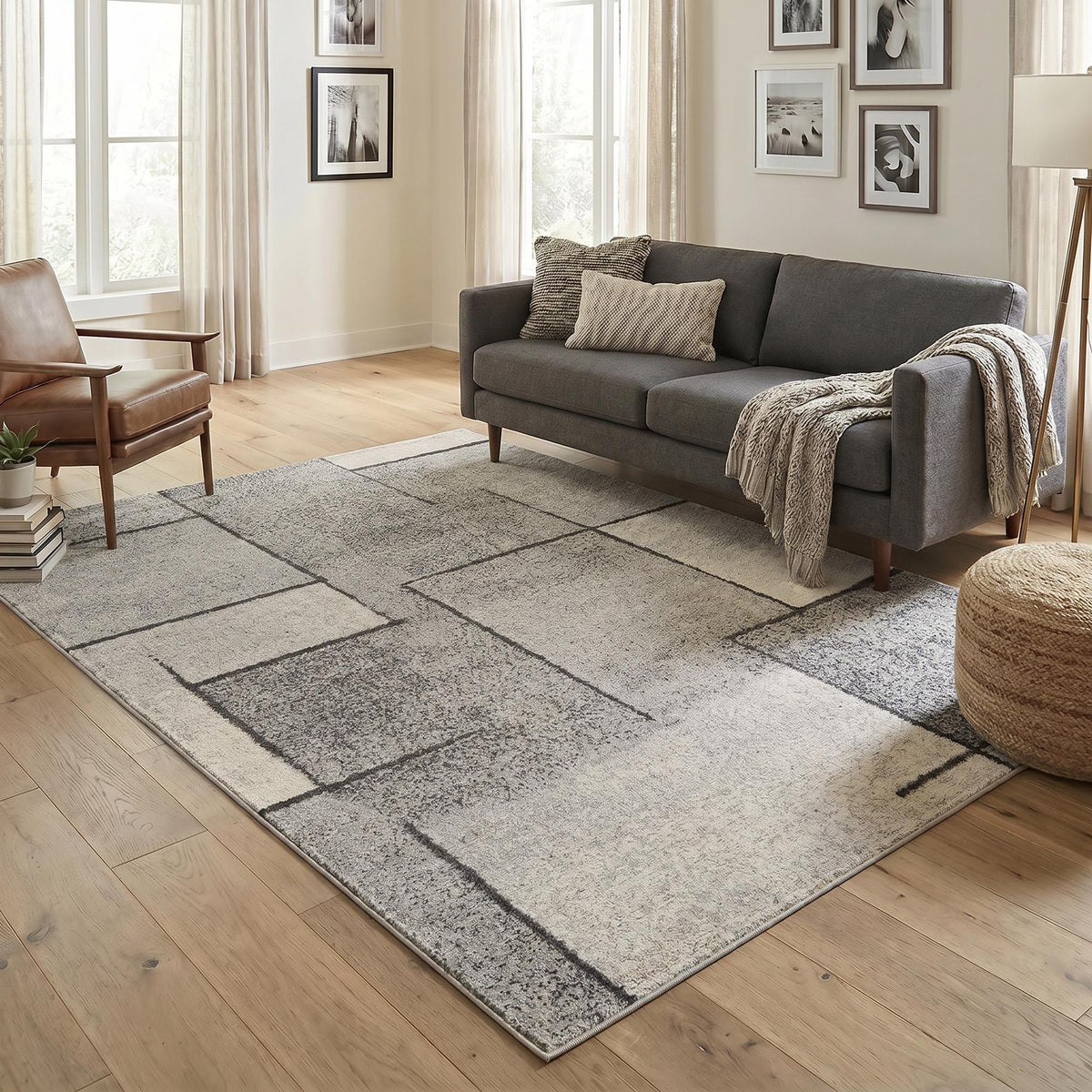 Rhodes Neutral Geometric Rug - Sketch