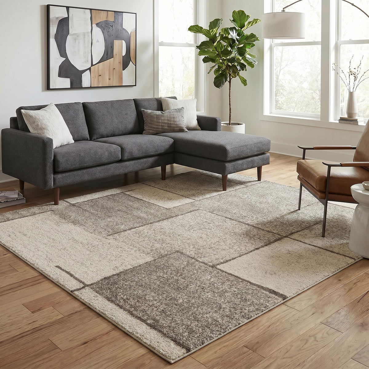 Rhodes Neutral Geometric Rug - Sketch