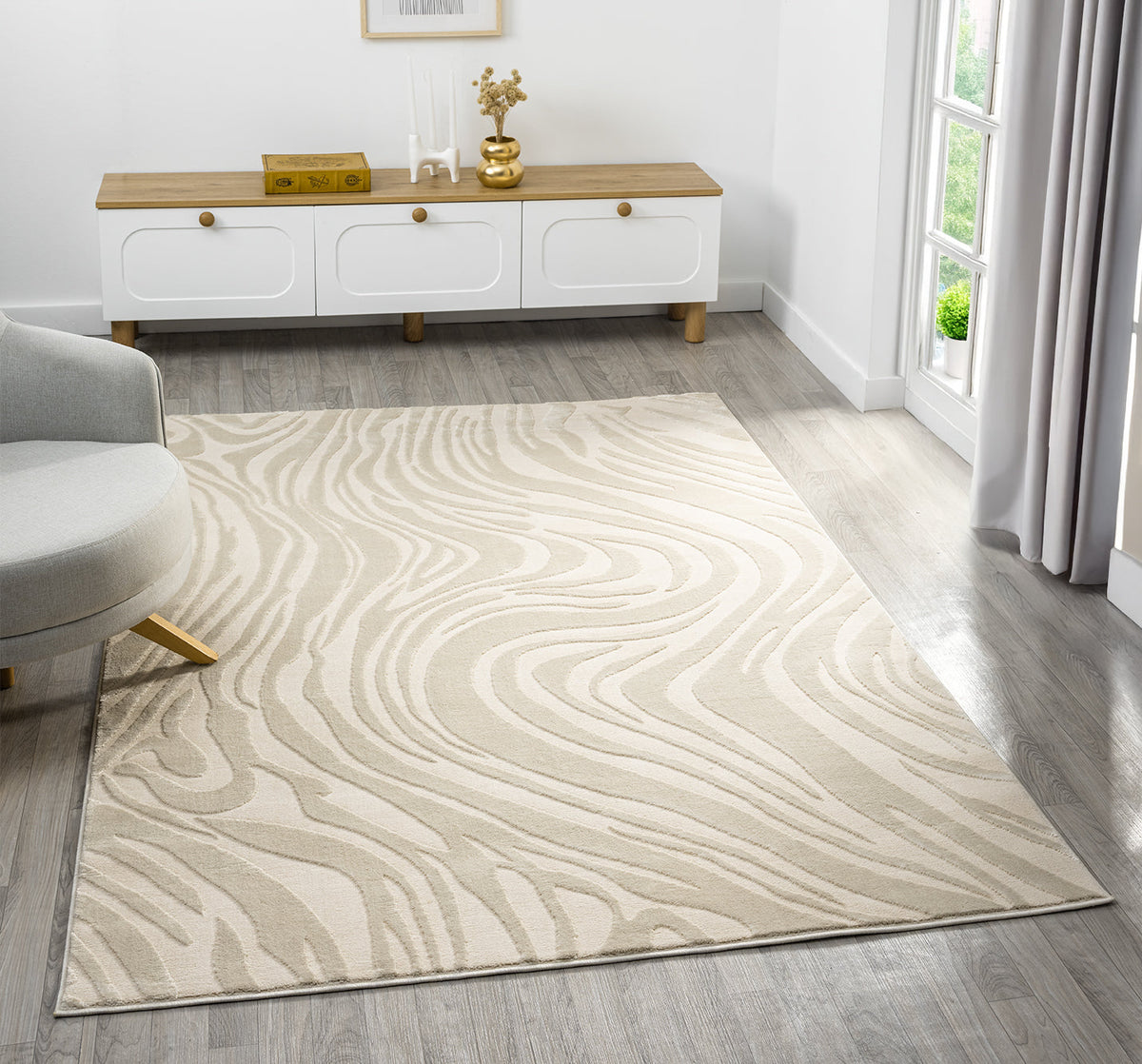 Vellure Textured Geometric Rug - Marble