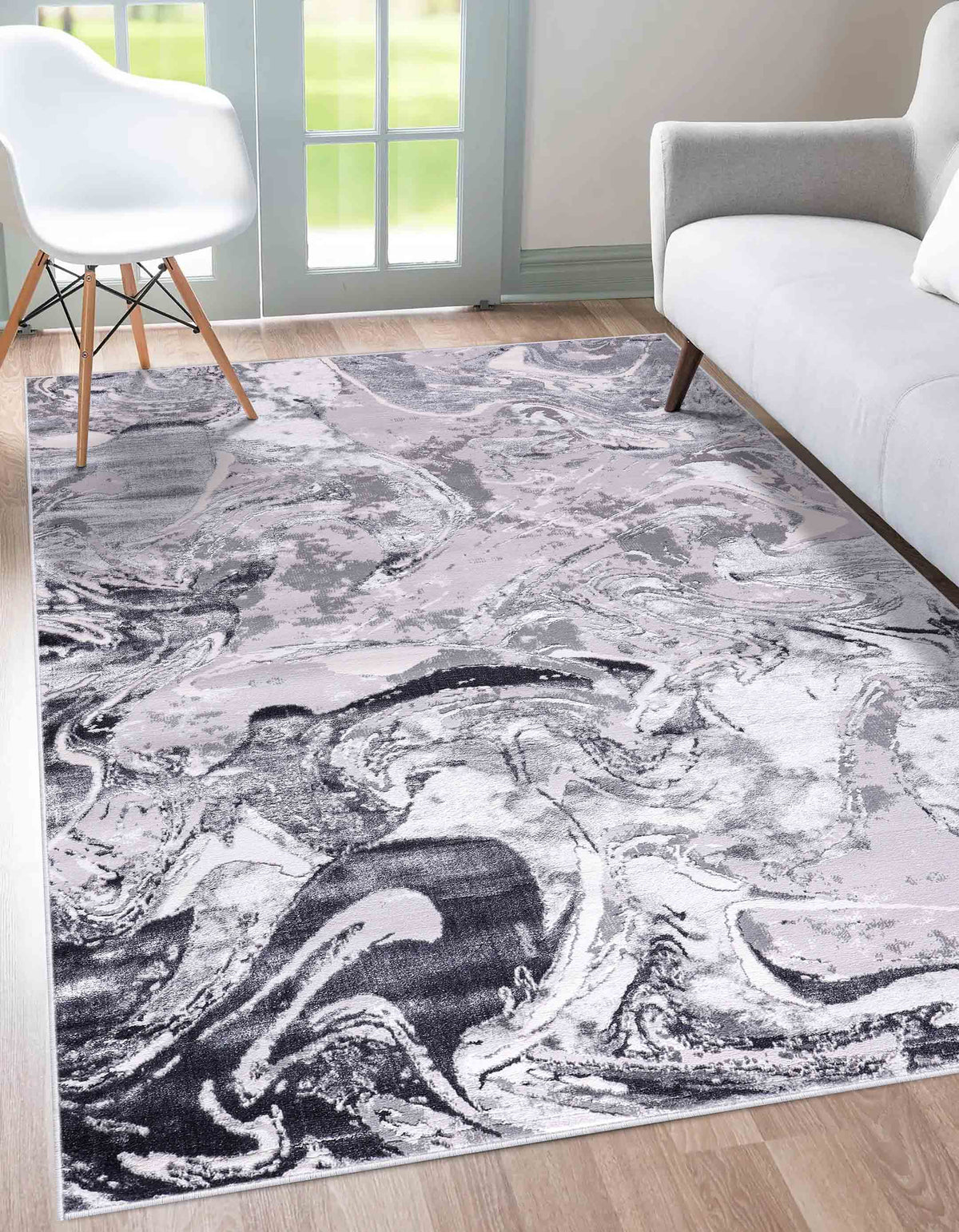 Emperor Metallic Abstract Rug - Solarius