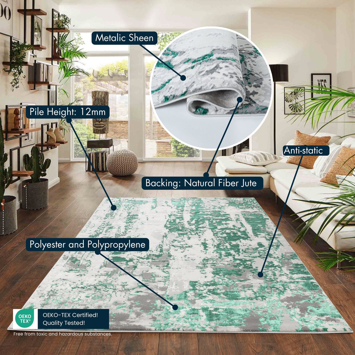 Emperor Metallic Abstract Rug - Styra