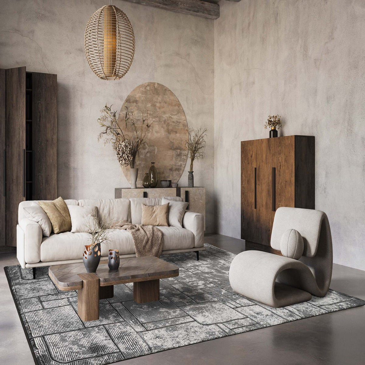 Belgravia Metallic Rug - Cobble