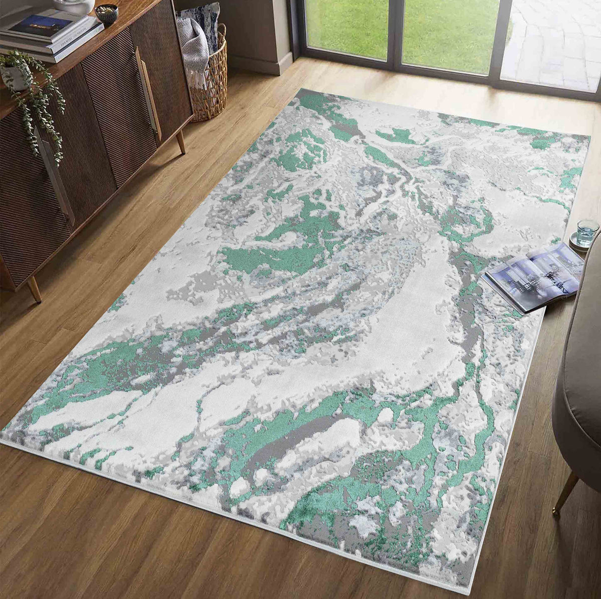 Emperor Metallic Abstract Rug - Picasso