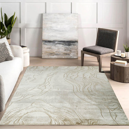 Novu Metallic Abstract Rug - Stream