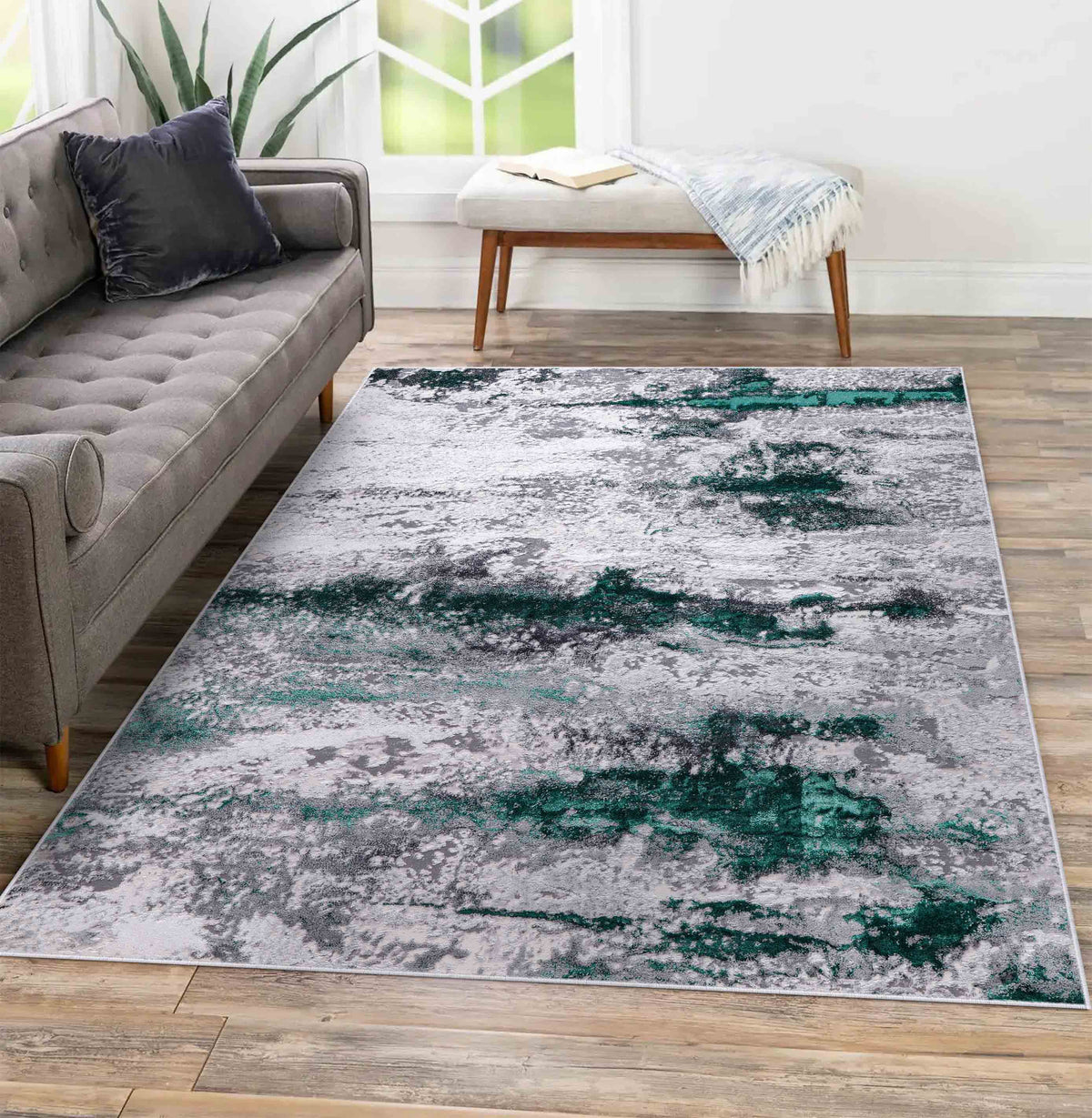 Emperor Metallic Abstract Rug - Onyx