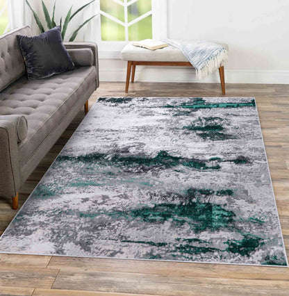 Emperor Metallic Abstract Rug - Onyx