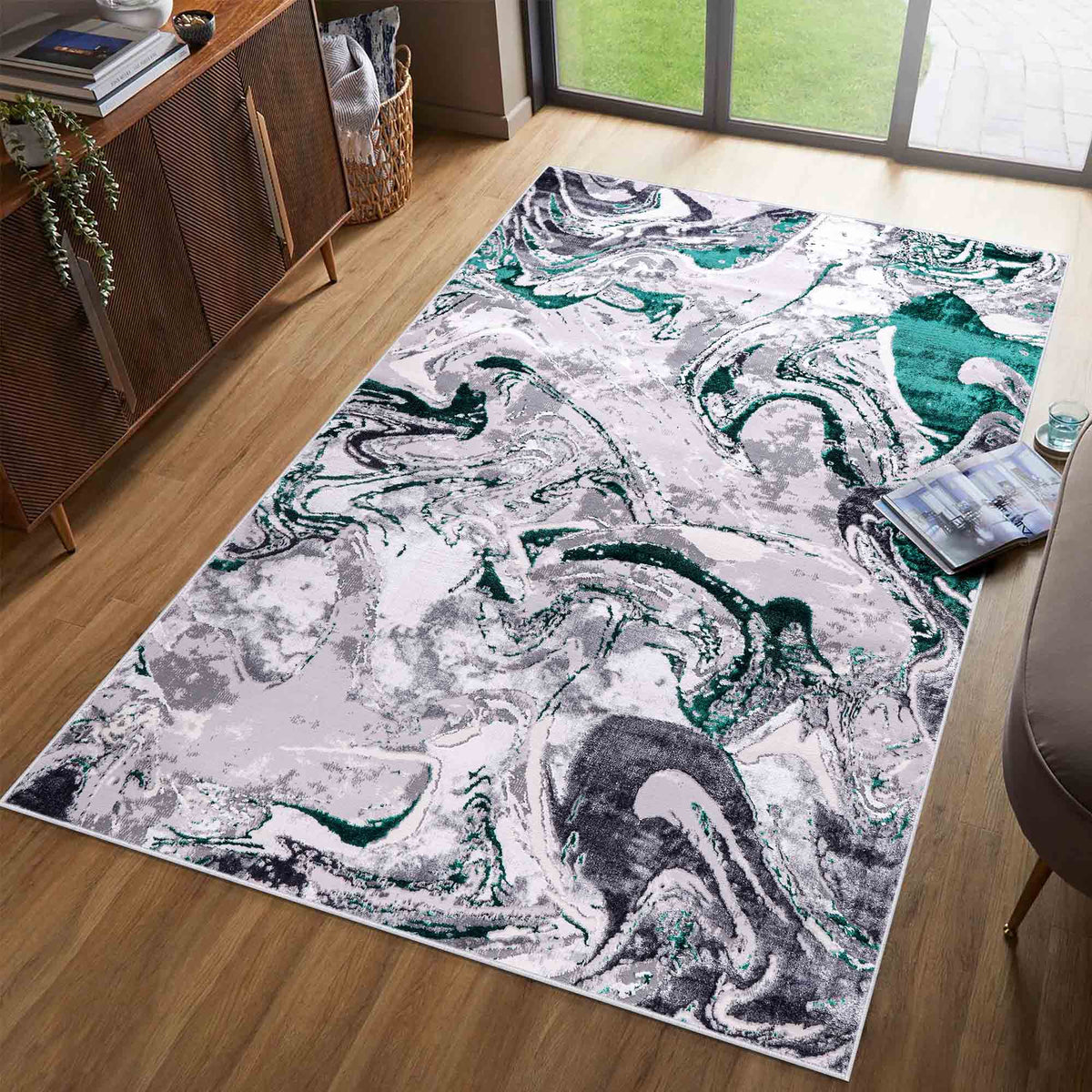 Emperor Metallic Abstract Rug - Solarius